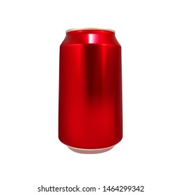 Red Metal Aluminum Beverage Drink Can. Vector illustration.