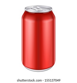 Red Metal Aluminum Beverage Drink Can 330ml, 500ml. Mockup Template Ready For Your Design. Isolated On White Background. Product Packing. Vector EPS10 Product Packing Vector EPS10 svg