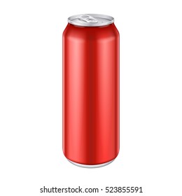 Red Metal Aluminum Beverage Drink Can 500ml, 0,5L. Mockup Template Ready For Your Design. Isolated On White Background. Product Packing. Vector EPS10 svg