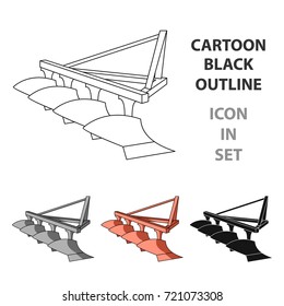 Red metal attachment to the tractor for plowing fields.Agricultural Machinery single icon in cartoon style vector symbol stock illustration.