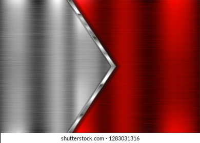 Red metal background with iron plate. Vector 3d illustration