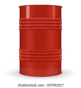 Red Metal Barrel.  Vector illustration isolated on white background