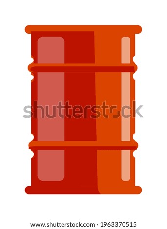 Red metal barrel with marking