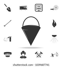Red metal fire bucket icon. Detailed set icons of firefighter element icons. Premium quality graphic design. One of the collection icons for websites, web design, mobile app on white background
