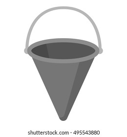 Red metal fire bucket icon monochrome. Single silhouette fire equipment icon from the big fire Department monochrome.