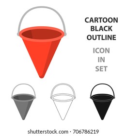 Red metal fire bucket icon cartoon. Single silhouette fire equipment icon from the big fire Department cartoon.