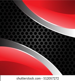 Red metal on gray circle mesh design background vector illustration.