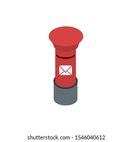 red metal post box correspondence postal mail isometric vector illustration