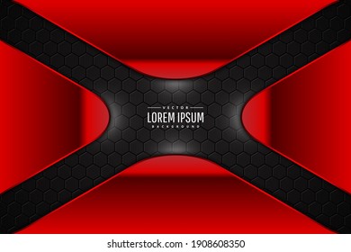  Red metal technology background with hexagon pattern.Vector illustration.Eps10 
