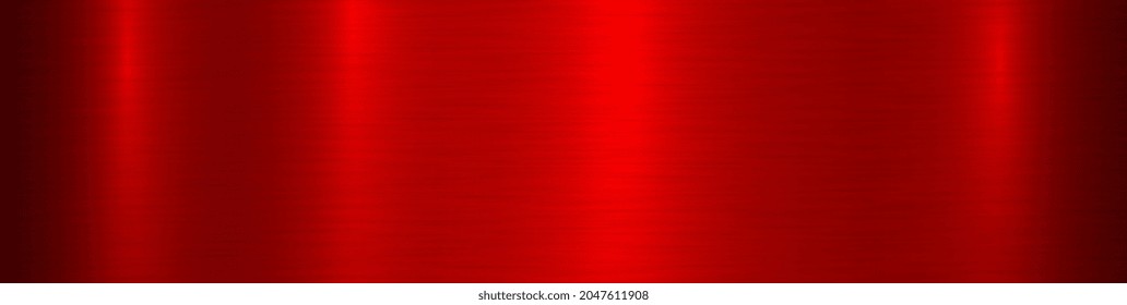 Red metal technology horizontal background with polished, brushed texture, chrome, silver, steel, aluminum for design. Background red metal texture. Brushed stainless steel pattern.Vector illustration