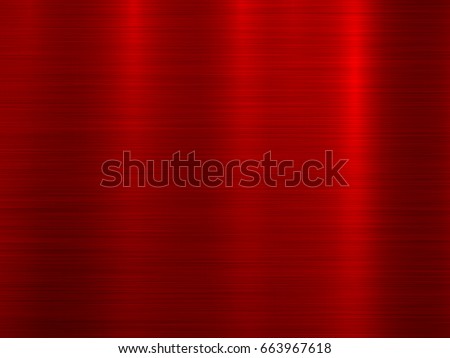 Red metal technology horizontal background with polished, brushed texture. Vector illustration.