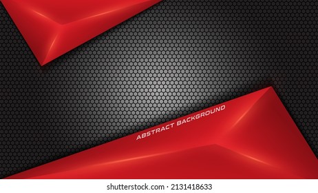 Red and Metallic Abstract Background with Dark Wire Mesh Material Texture