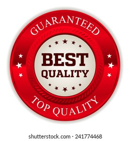 Red metallic best quality badge on white background