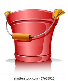 red metallic bucket vector illustration