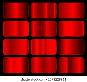 Red metallic gradients of the collection, chrome christmas gradient set..
