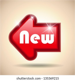 Red metallic plate arrow shape for new