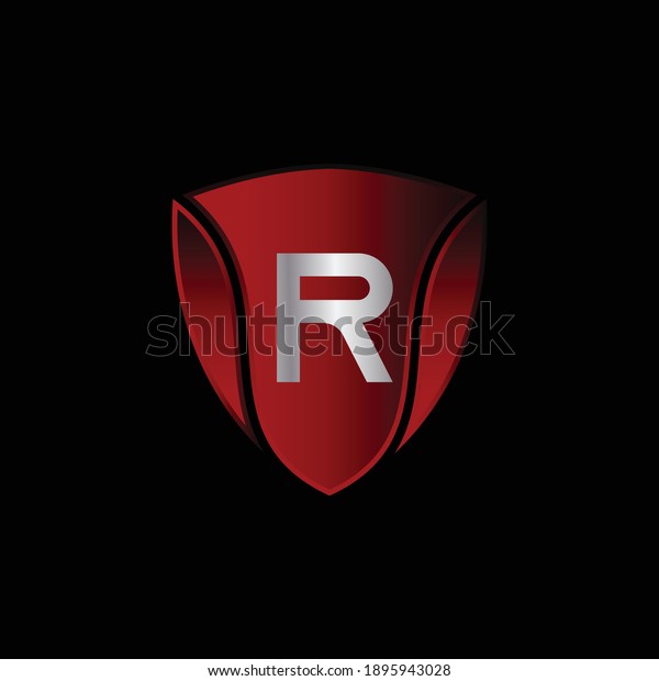 Red Metallic Shield Logo Design for Letter R.\
Realistic Red Metallic Letter R Logo Design. Logo Design for cars,\
safety companies, and\
others.