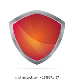 Red metallic shield. Vector illustration. Eps 10
