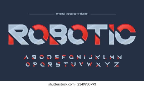 red and metallic sliced futuristic artistic font