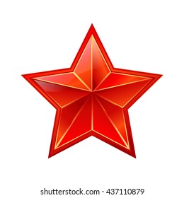 red metallic star on white. vector illustration