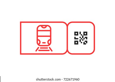 red metro ticket icon with qr code. concept of internet service on train station for customer or passenger. flat style trend modern logo graphic linear design isolated on white background