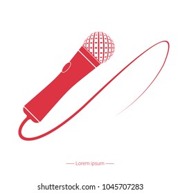 Red microphone isolated on white background. Vector illustration