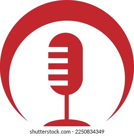 RED MICROPHONE WITH SHADOW OF THE SUN CAN USE FOR SOME BRAND OR BROADCAST PRODUCT INDUSTRY LIKE TALKSHOW