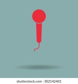 Red microphone - vector icon, flat design