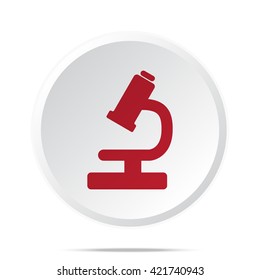 Red Microscope icon on white web button