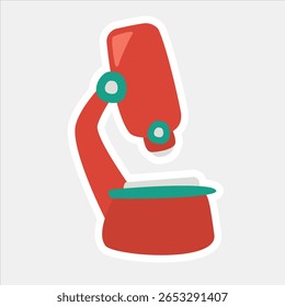  Red Microscope Scientific Icon, ideal para uso em aplicações digitais, materiais educacionais, publicações científicas e apresentações relacionadas à ciência, medicina e inovação