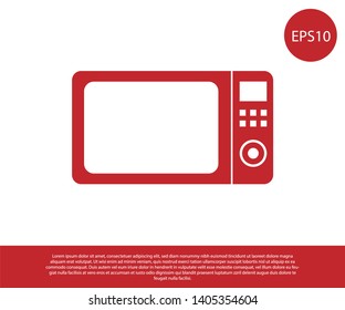 Red Microwave oven icon isolated on white background. Home appliances icon.Vector Illustration