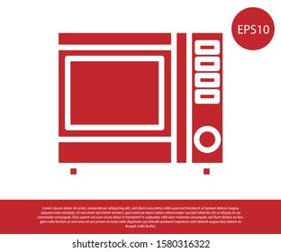 Red Microwave oven icon isolated on white background. Home appliances icon.  Vector Illustration