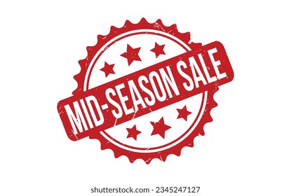 Red Mid-Season Sale Rubber Stamp Seal Vector