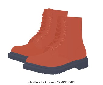 Red  military boot. vector illustration