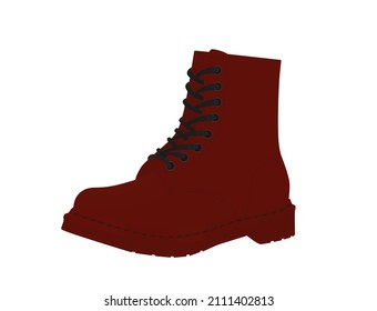 Red military boot. vector illustration