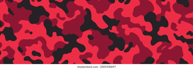 Red military camouflage seamless pattern background banner, vector illustration