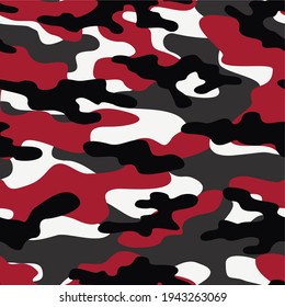 red military camouflage vector seamless pattern