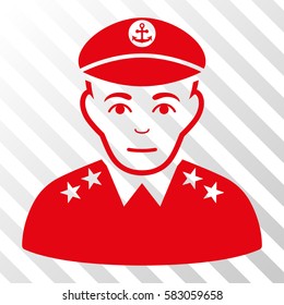 Red Military Captain interface pictogram. Vector pictograph style is a flat symbol on diagonal hatch transparent background.