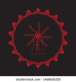 red mill vector illustration black