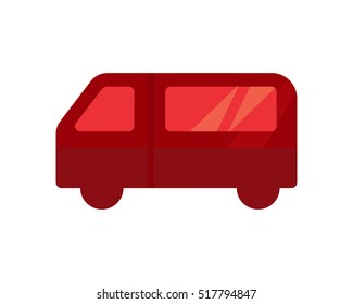 red mini bus vehicle conveyance transport transportation logo image vector icon