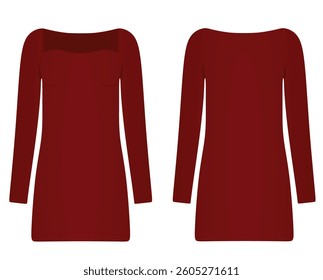 Red mini dress. vector illustration