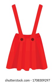 Red mini strap skirt. vector illustration