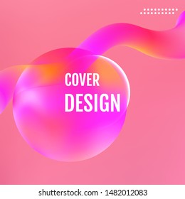 Red Minimal covers design. Red Abstract fluid color pattern