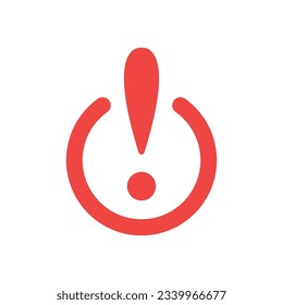 Rotes minimales Ausrufezeichen-Rundsymbol. Konzept der großen Fehler oder Fehler Form und ui Element. einfaches, flaches, schlichtes, aufmerksames Logotype-Grafik-Web-Minimal-Design einzeln auf weißem Hintergrund