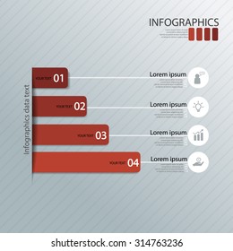 red Minimal infographics. Vector illustration