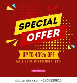 Red Minimal Special Offer Free Social Media Post