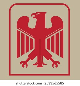 Red Minimalist Eagle Emblem - Vector Design with Bold Wings