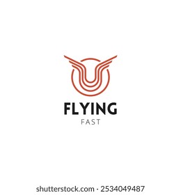 Red Minimalist Flying Custom Logo 