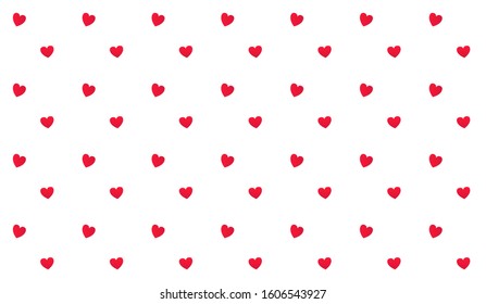 Red minimalist hearts seamless pattern. Vector illustration