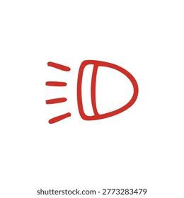 A red minimalist outline icon representing vehicle headlights, commonly used as a warning or status indicator on car dashboards.